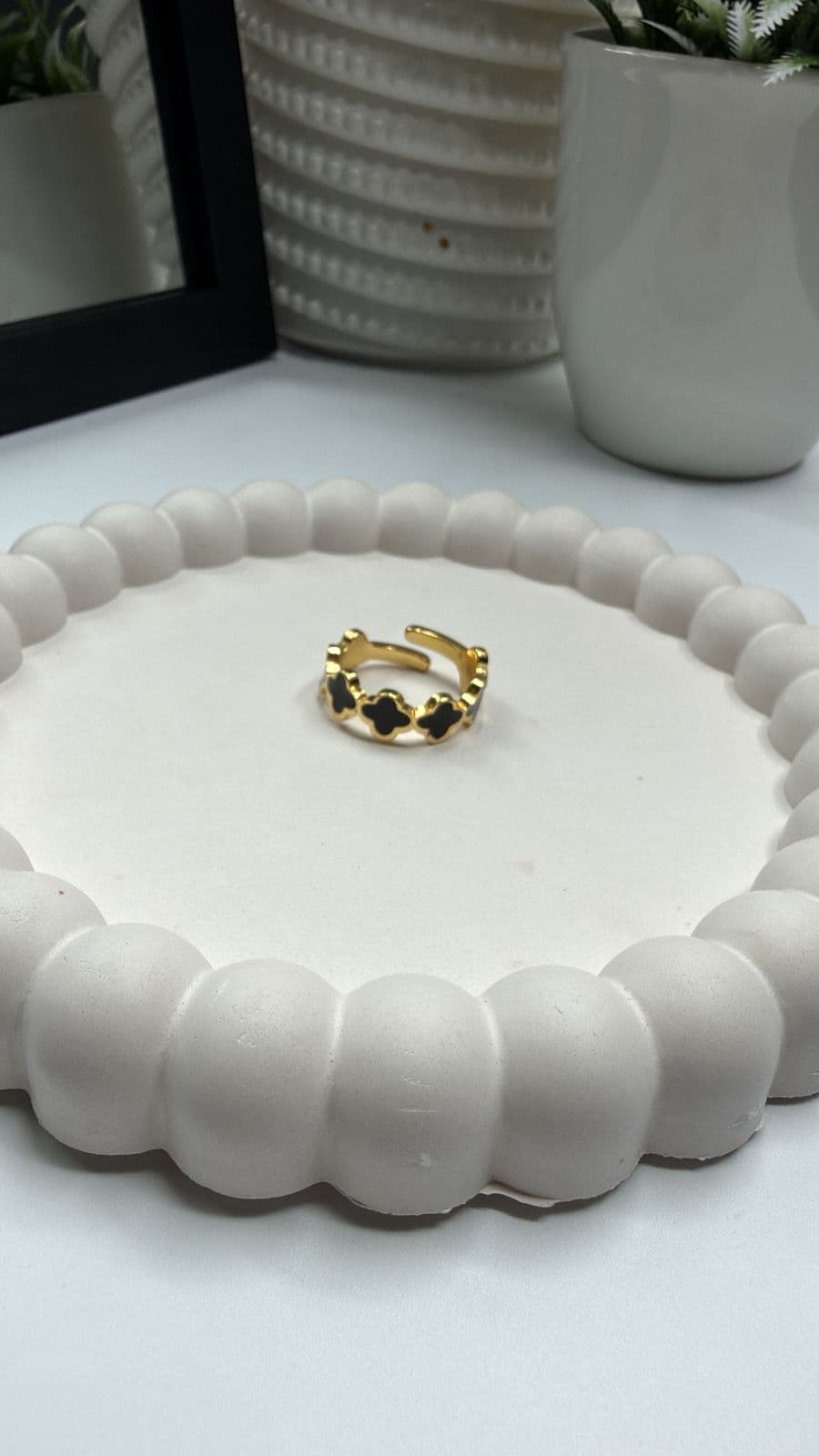 Adjustable Black Clover Ring