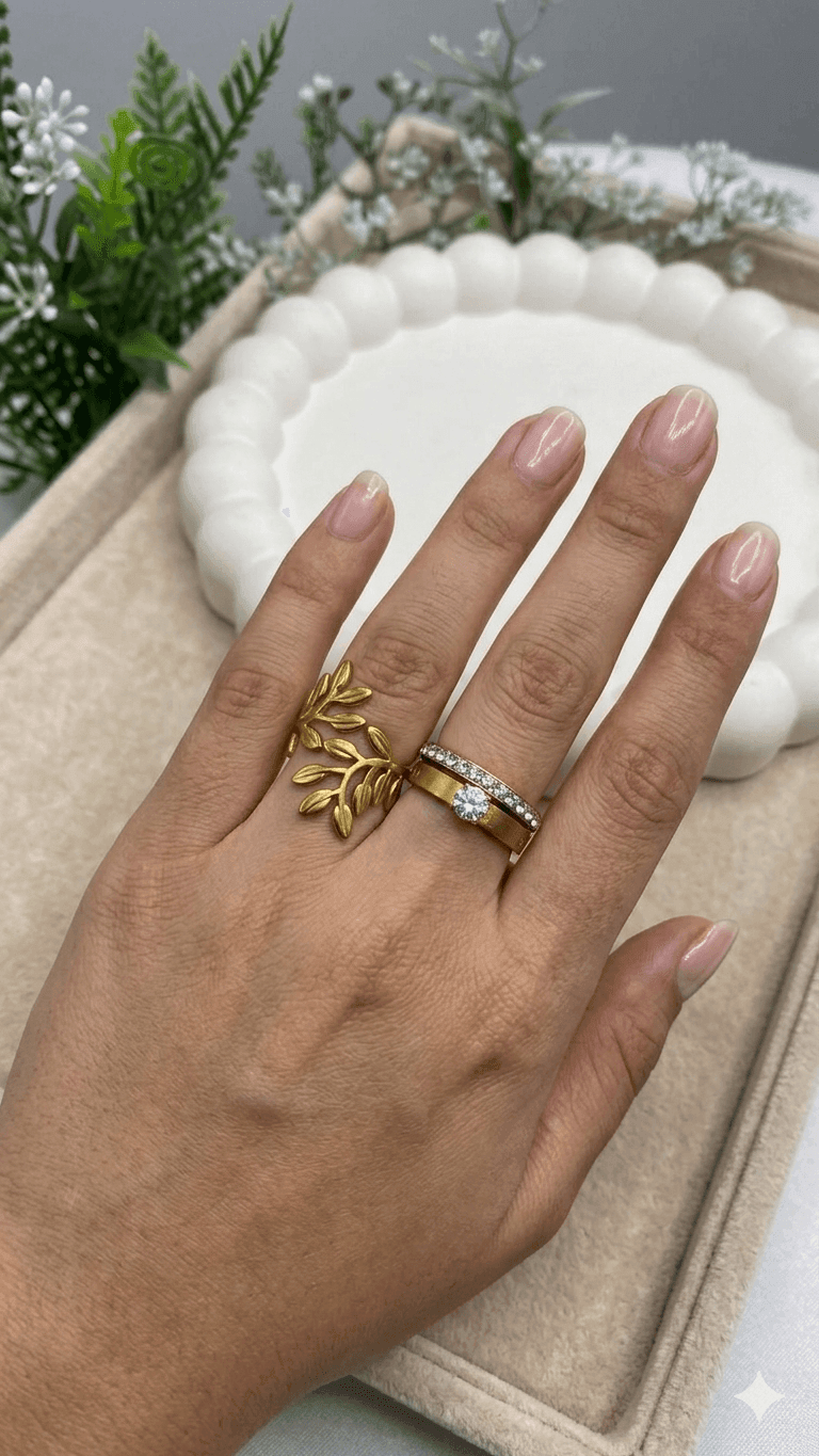 Close-up of heart-shaped gold jewelry set